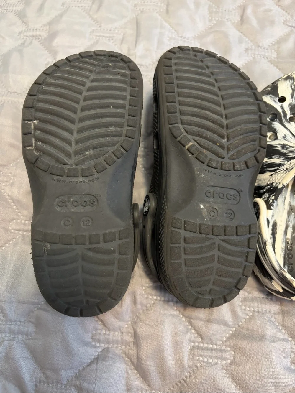 CROCS Kids Clogs — Solid Black & Black/White Marble